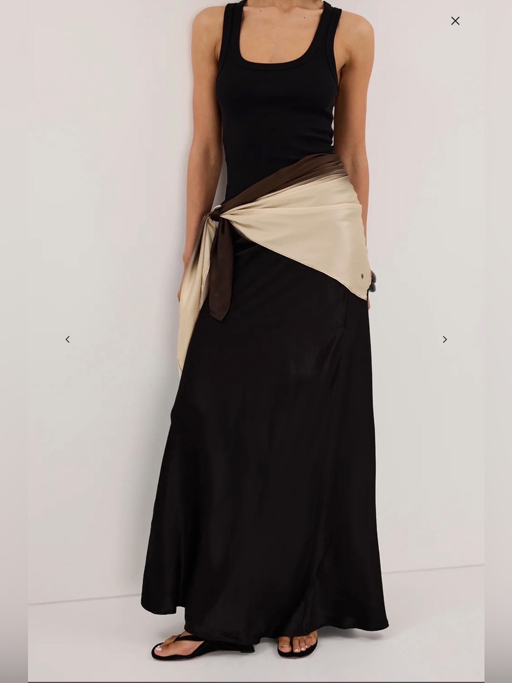 DISSH Charli Black Satin Maxi Skirt